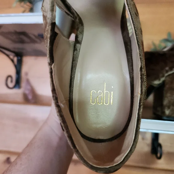 Cabi 6016 Crushed Green Velvet Interlock Chunky Block Heel Sandals Shoes Sz 7.5 - Picture 9 of 10